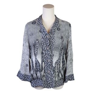 Vintage Sea Suns Giraffe Print Button-Up Blouse Made in USA Animal Print